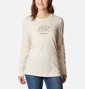 Cream Columbia Hidden Haven™ Long Sleeve Women's T-Shirt | SG091-8150